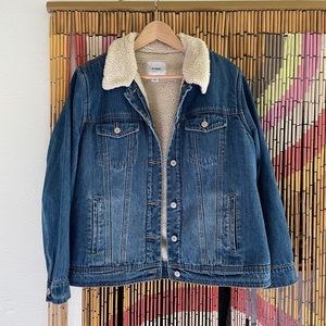 Sherpa-lined Boyfriend Jean Jacket